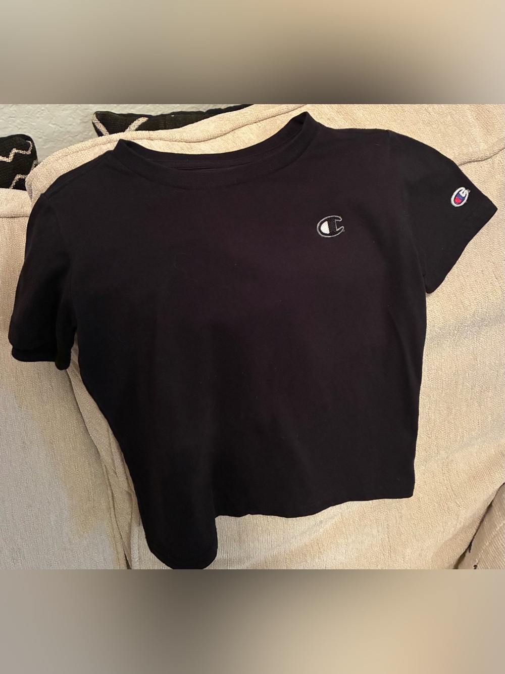 Champion Black Crew Neck Tee For Boys 4T with Embroidered Logo